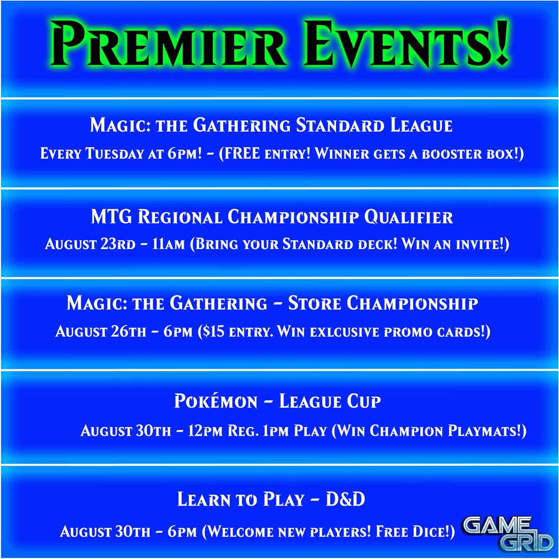 Upcoming Premier Events (August 2025)