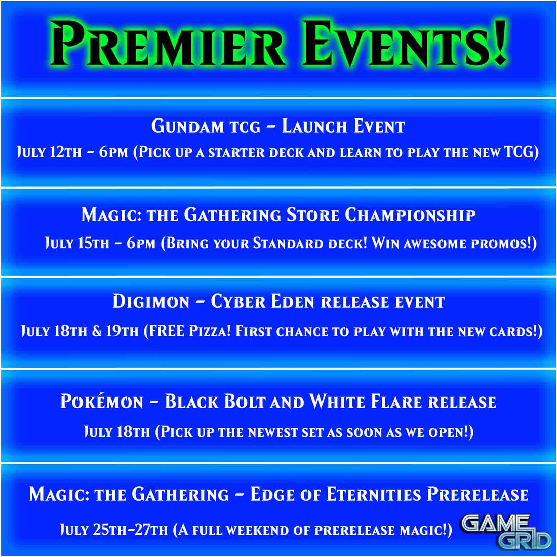 Upcoming Premier Events (July 2025)