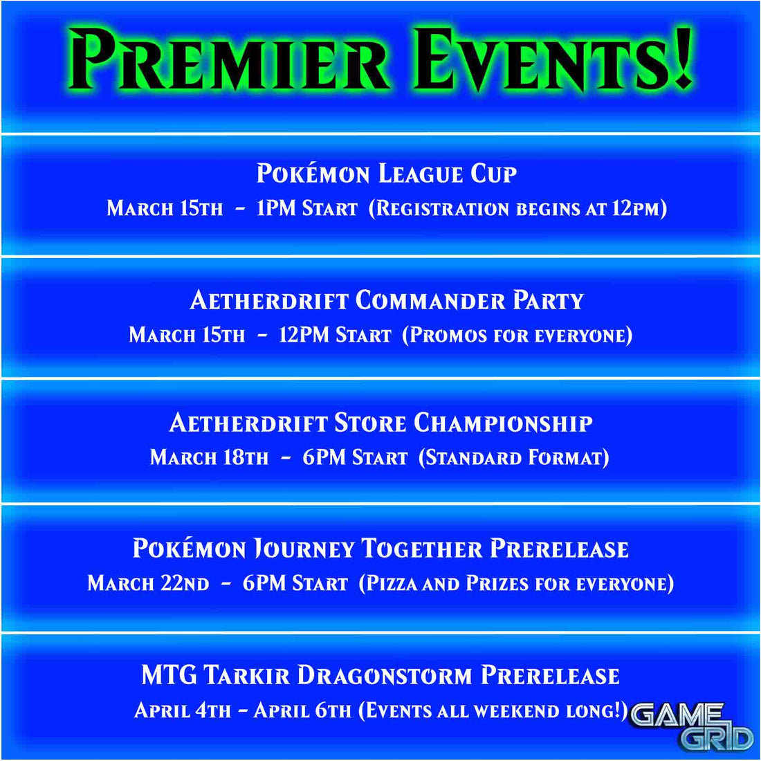 Upcoming Premier Events Mar. 2025