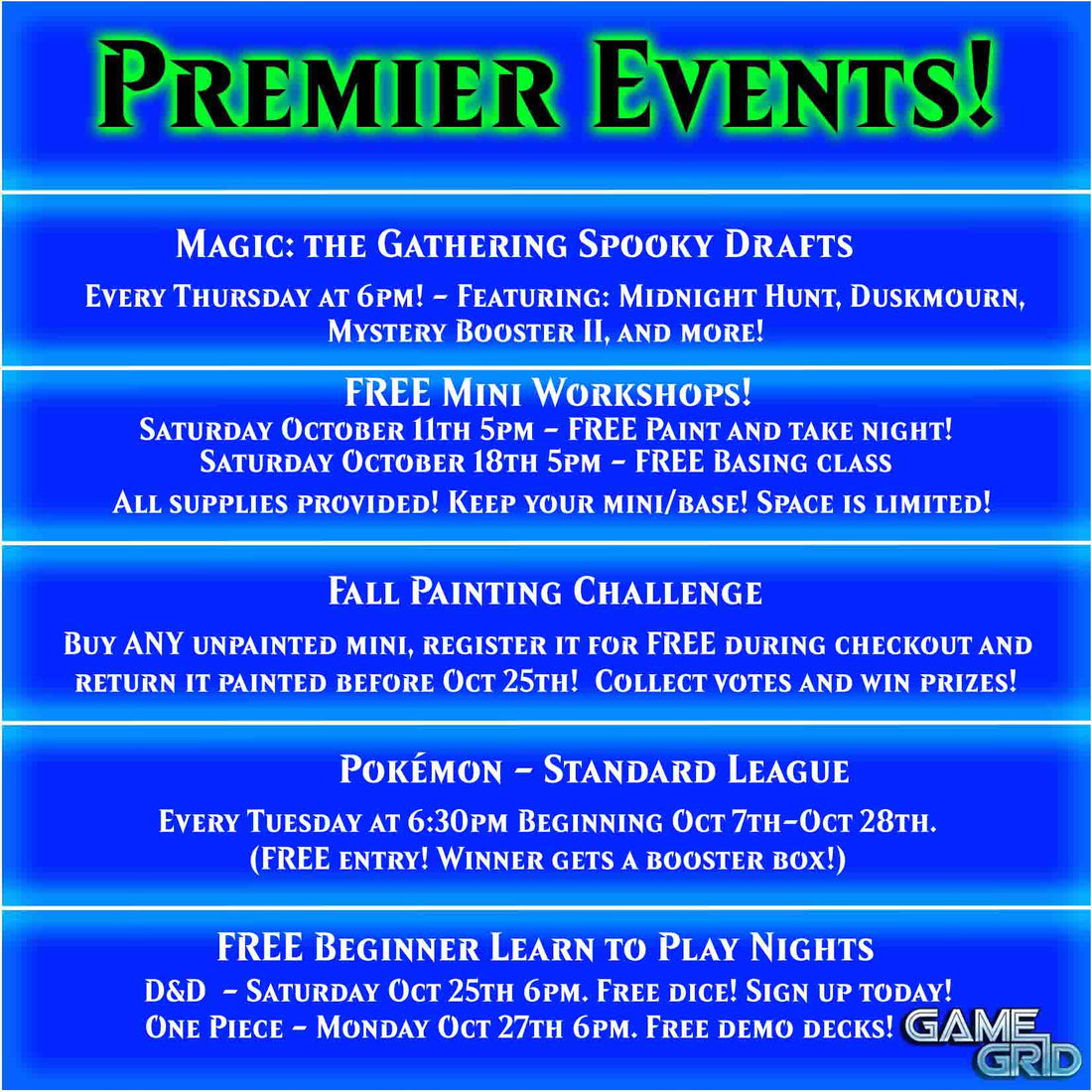 Upcoming Premier Events (October 2025)
