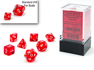 Mini RPG Dice Set: Translucent - Red/White