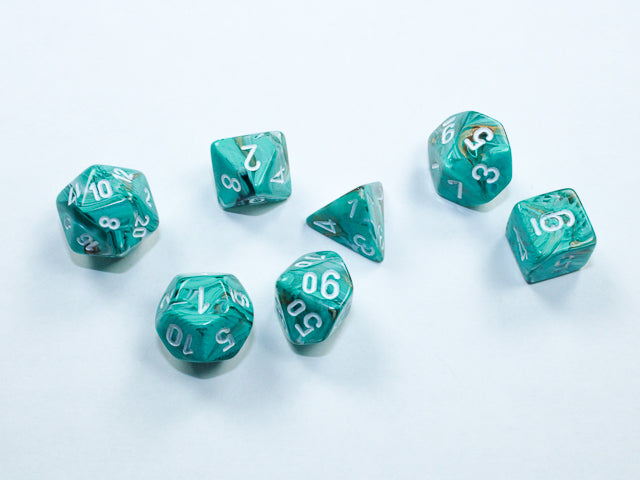 Mini RPG Dice Set: Marble - Oxi-Copper/White