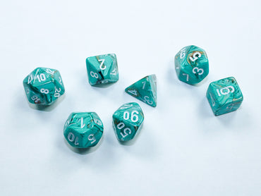 Mini RPG Dice Set: Marble - Oxi-Copper/White