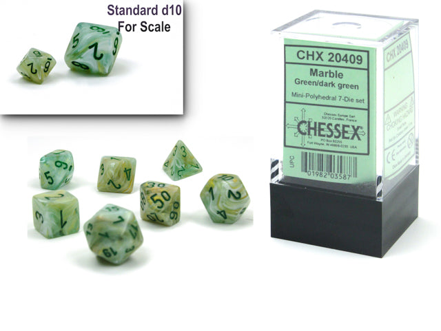 Mini RPG Dice Set: Marble - Green/Dark Green