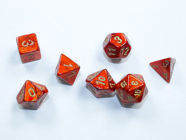Mini RPG Dice Set: Scarab - Scarlet/Gold