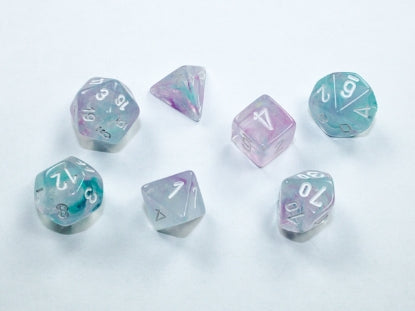 Chessex 7 Dice Set: Nebula - Mini-polyhedral Wisteria/White