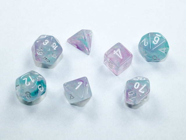 Mini RPG Dice Set: Nebula - Wisteria/White