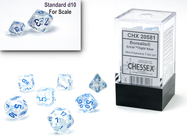 Mini RPG Dice Set: Borealis - Icicle/Light Blue