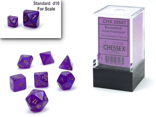 Mini RPG Dice Set: Borealis - Purple/Gold
