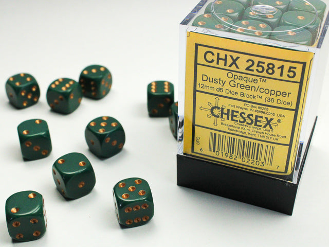 12mm D6 Brick: Opaque - Dusty Green/Copper (36)