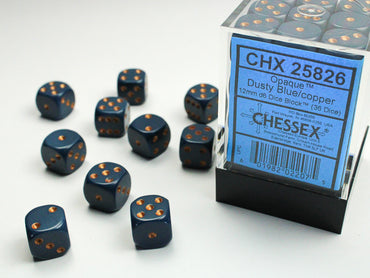 12mm D6 Brick: Opaque - Dusty Blue/Copper (36)