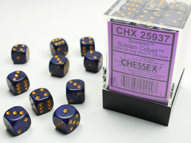 12mm D6 Brick: Speckled - Golden Cobalt (36)