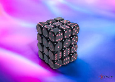 12mm D6 Brick: Opaque - Black/Pink (36)