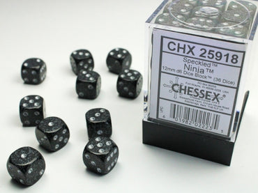 12mm D6 Brick: Speckled - Ninja (36)