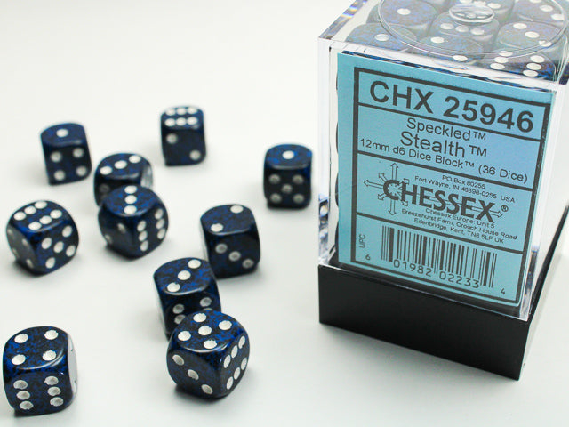12mm D6 Brick: Speckled - Stealth