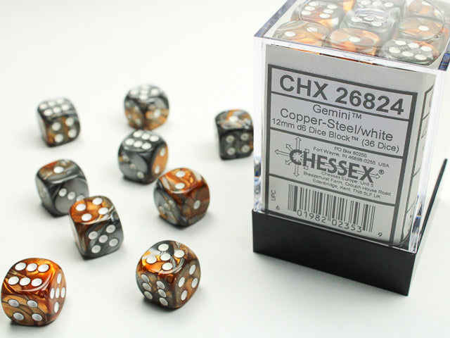 12mm D6 Brick: Gemini - Copper-Steel/White (36)