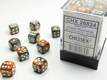 12mm D6 Brick: Gemini - Copper-Steel/White (36)