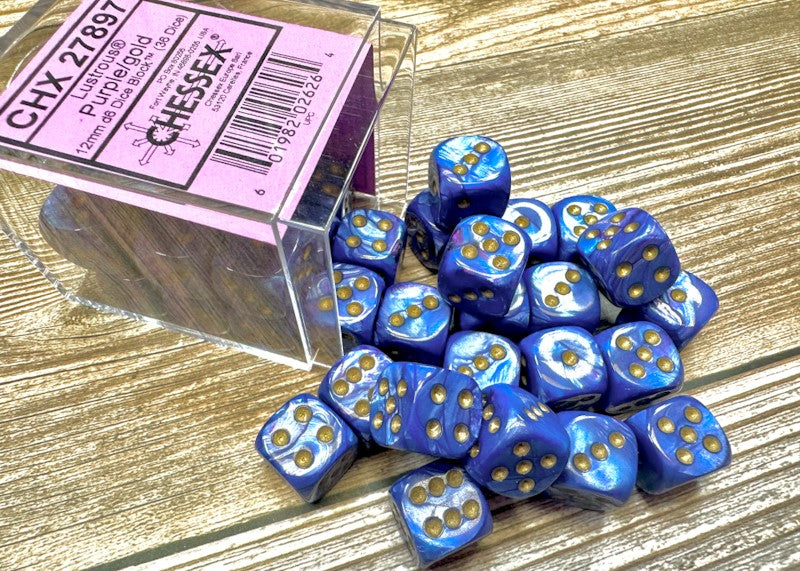 12mm D6 Brick: Lustrous - Purple/Gold (36)