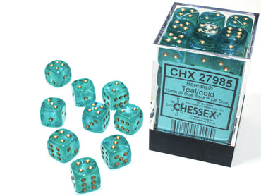 12mm D6 Brick: Borealis - Teal/Gold (36)