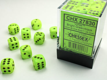 12mm D6 Brick: Vortex - Bright Green/Black (36)