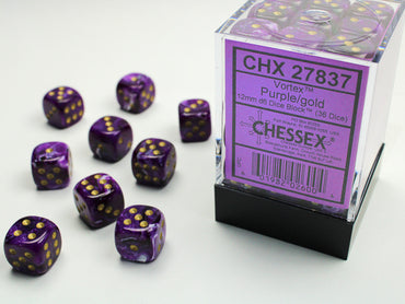 12mm D6 Brick: Vortex - Purple/Gold (36)
