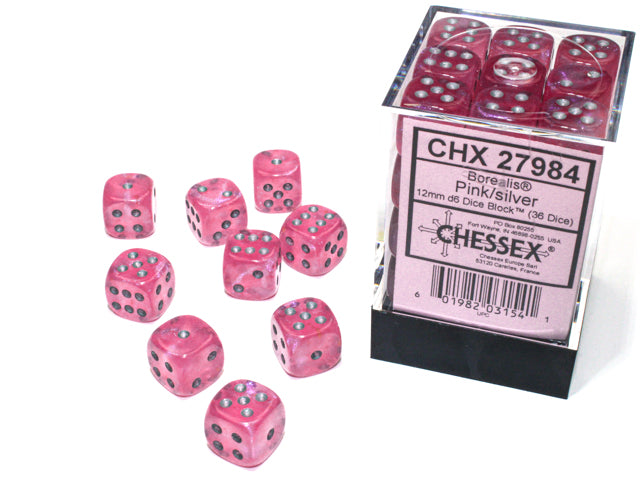 12mm D6 Brick: Borealis - Pink/Silver (36)