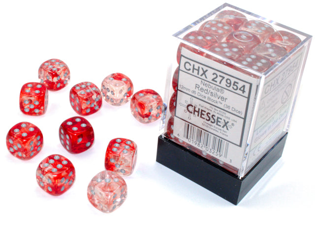 12mm D6 Brick: Nebula - Red/Silver (36)