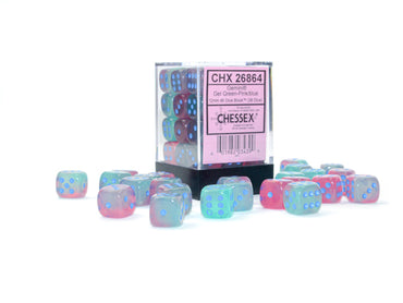 12mm D6 Brick: Gemini - Gel Green-Pink/Blue (36ct)