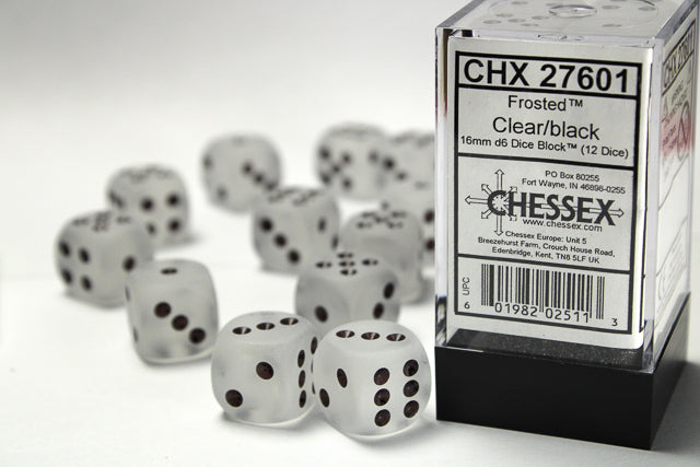 16mm D6 Brick: Frosted - Clear/Black (12ct)