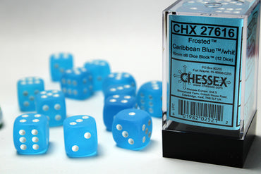 16mm D6 Brick: Frosted - Caribbean Blue/White (12)
