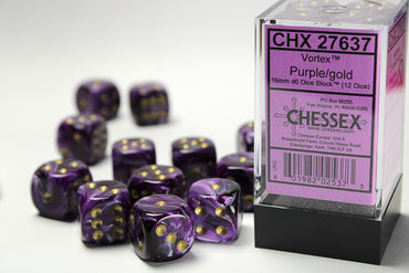 16mm D6 Brick: Vortex - Purple/Gold (12)