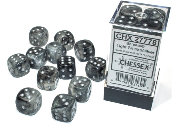 16mm D6 Brick: Borealis - Smoke/Silver (12ct)