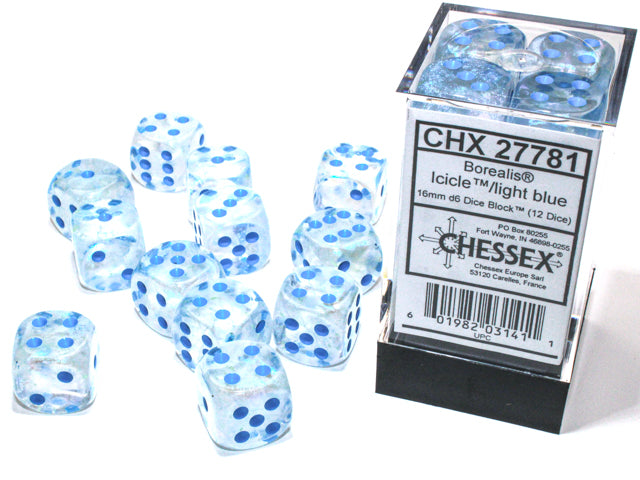 16mm D6 Brick: Borealis - Icicle/Light Blue (12ct)