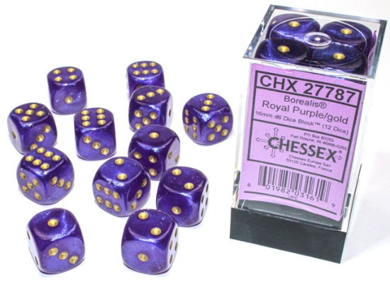 16mm D6 Brick: Borealis -Royal Purple/Gold (12ct)