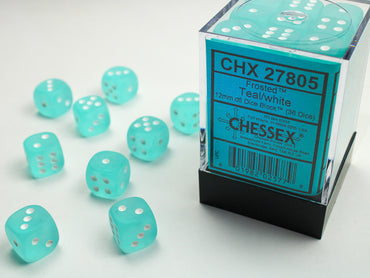 12mm D6 Brick: Frosted - Teal/White (36ct)