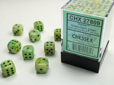 12mm D6 Brick: Marble - Green/Dark Green (36ct)