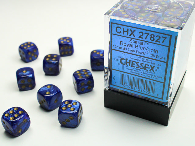 12mm D6 Brick: Scarab - Royal Blue/Gold (36ct)