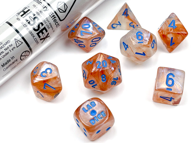 Chessex: 7-Die Set Borealis - Rose Gold/Light Blue