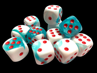 16mm D6 Brick: Gemini - Teal/White/Red (12ct)