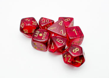 Chessex 7-Die Set: Lab Dice Crimson/Gold