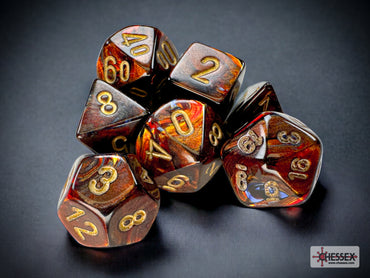 Mini RPG Dice Set: Scarab - Blue Blood/Gold