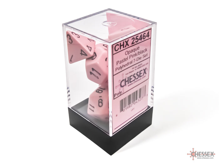 RPG Dice Set: Opaque - Pastel Pink/Black (7ct)