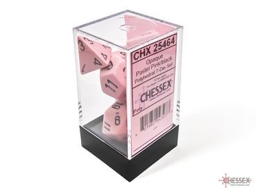 RPG Dice Set: Opaque - Pastel Pink/Black (7ct)