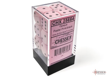 16mm D6 Brick: Opaque - Pastel Pink/Black (12)