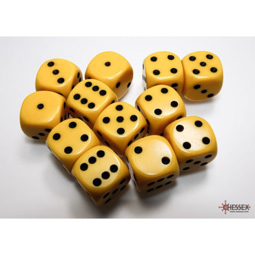 16mm D6 Brick: Opaque - Yellow/Black (12)