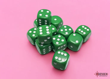16mm D6 Brick: Opaque - Green/white (12ct)