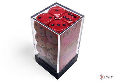 16mm D6 Brick: Opaque - Red/Black (12ct)