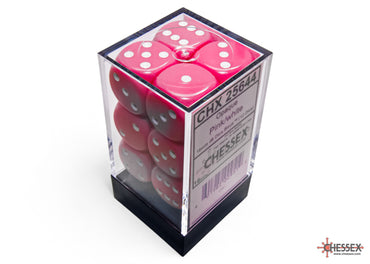 16mm D6 Brick: Opaque - Pink/White (12)