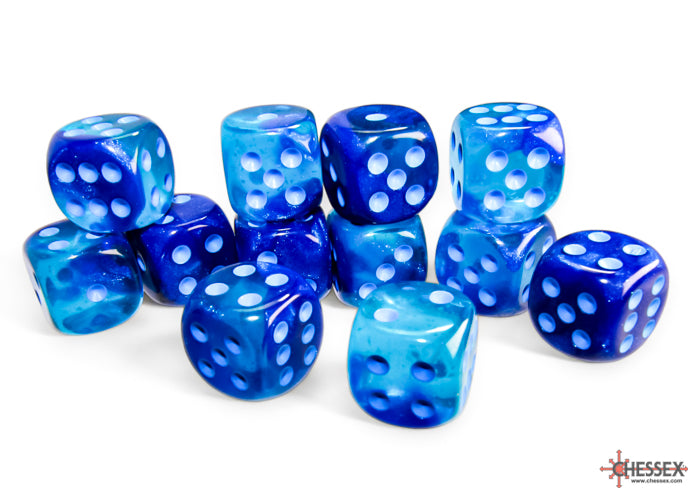 Chessex 12 Dice Set: Gemini - Blue/Light Blue Luminary