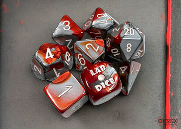 Chessex: 7-Die Set Gemini - Red Steel/White
